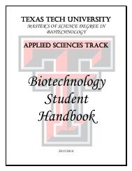 Biotechnology Student Handbook - Texas Tech University