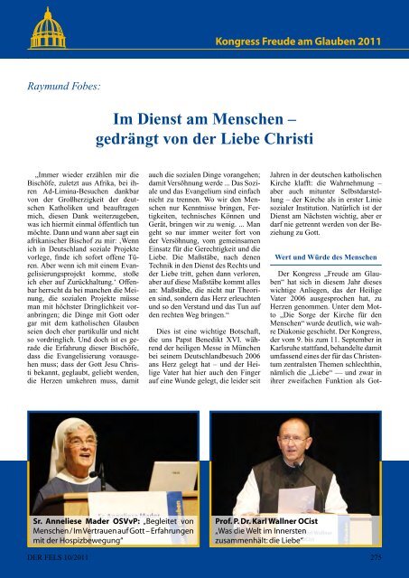 Katholisches Wort in die Zeit 42. Jahr Oktober 2011 - Der Fels