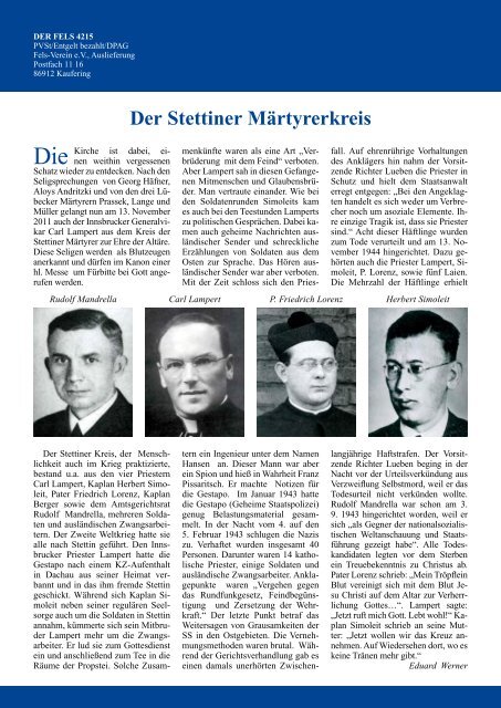 Katholisches Wort in die Zeit 42. Jahr Oktober 2011 - Der Fels