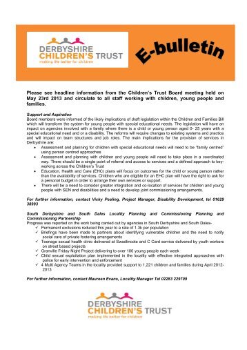 May 2013 e-bulletin - Derbyshire County Council