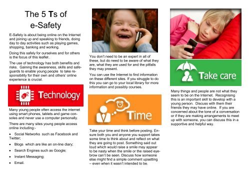 E-safety - parents and carers leaflet