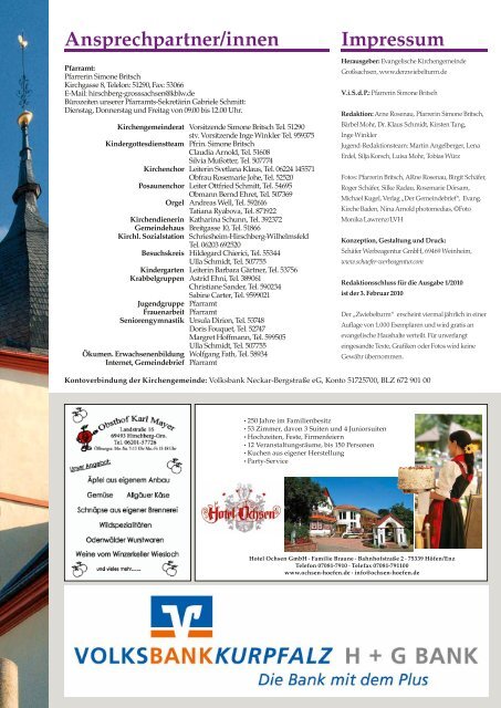 Ausgabe 4-2009 - Evangelische Kirchengemeinde Hirschberg ...