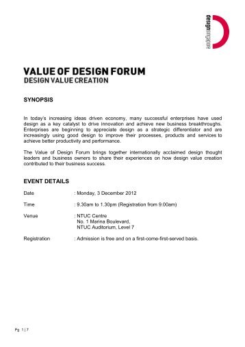 SYNOPSIS EVENT DETAILS - DesignSingapore Council