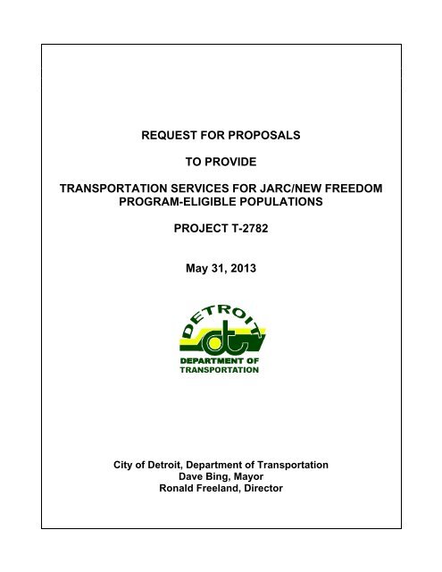 REQUEST FOR PROPOSALS TO PROVIDE ... - City of Detroit