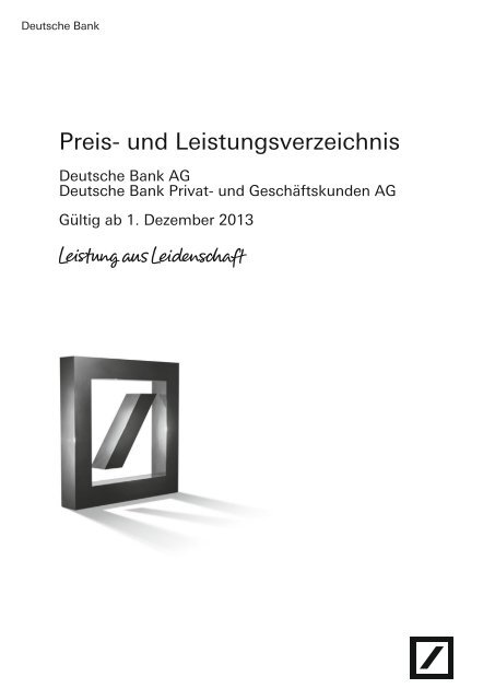 Preis- und Leistungsverzeichnis - Deutsche Bank