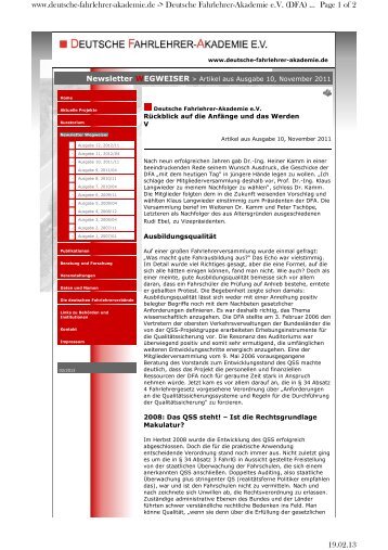 Deutsche Fahrlehrer-Akademie eV (DFA) ... 19.02.13