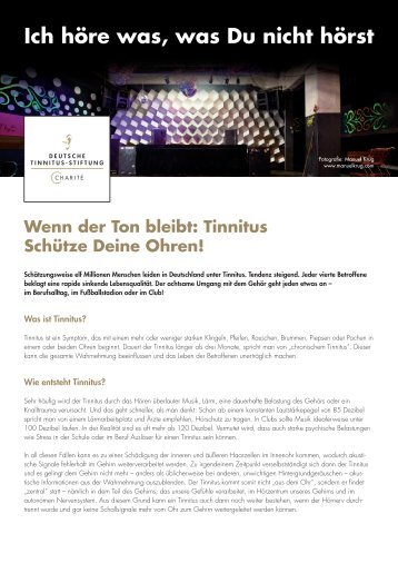 Ich höre was, was Du nicht hörst - Deutsche Tinnitus-Stiftung