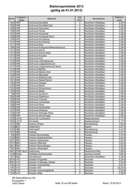 2013-08-15 Stationspreisliste 2013 - Deutsche Bahn AG