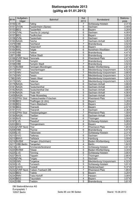 2013-08-15 Stationspreisliste 2013 - Deutsche Bahn AG