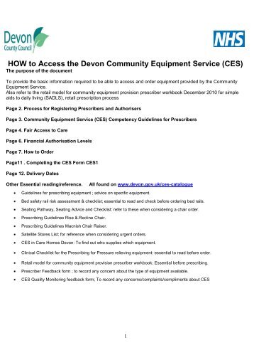HOW to Access the Devon Community Equipment Service