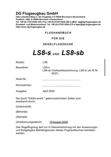 LS8-s UND LS8-sb - DG Flugzeugbau