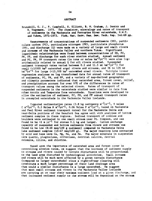 The chemistry, mineralogy, and rates of transport of sediments in the ...