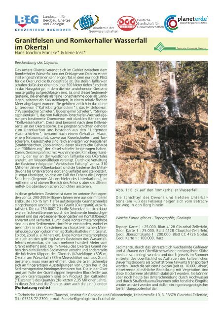 Granitfelsen und Romkerhaller Wasserfall im Okertal - DGG