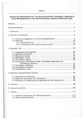 Analyse der Habitatpräferenzen von Heuschreckenarten (Orthoptera ...