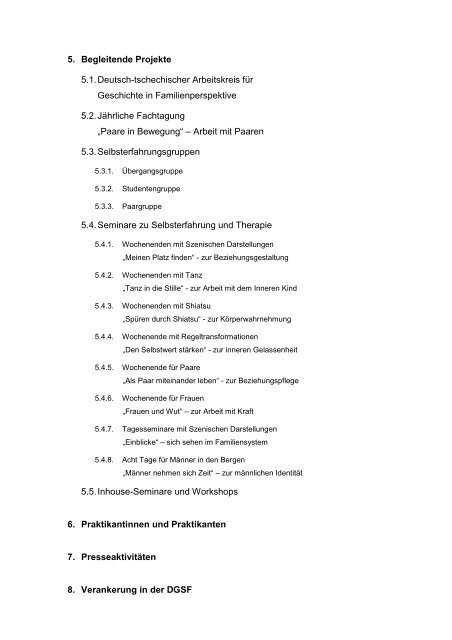 Beziehungswerkstatt Jena - Selbstreport - DGSF