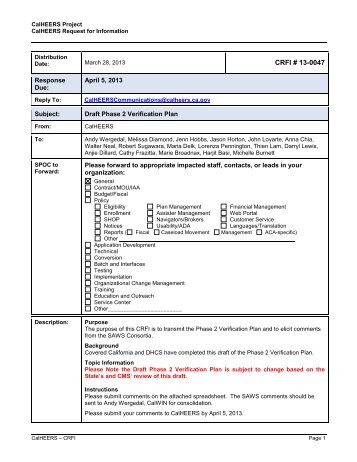 Version 0.5 - CRFI 13-0047, March 28, 2013 - Department of Health ...