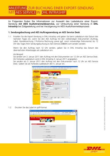 Anleitung Sendungsbuchung mit DHL Intraship inkl. AES Service