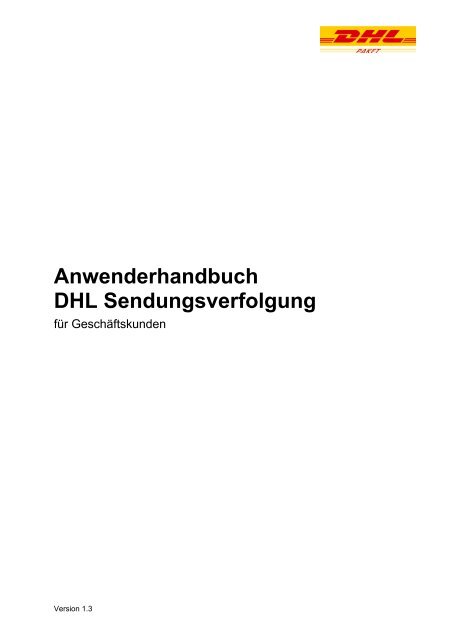 Anwenderhandbuch DHL Sendungsverfolgung