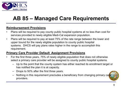 AB 85 – County Savings and Realignment Redirection under ACA