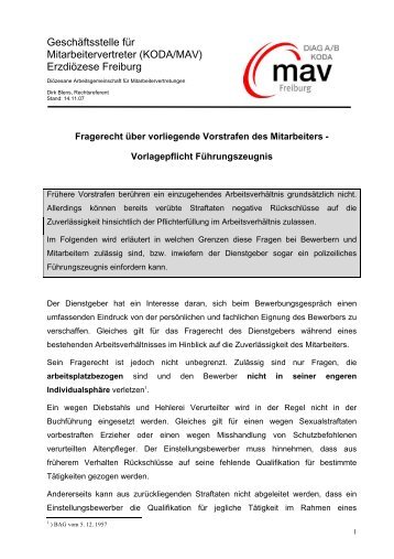 Vorlagepflicht Führungszeugnis - DIAG - MAV Freiburg