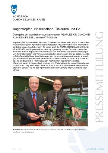 Augentropfen, Nasensalben, Tinkturen und Co - AGAPLESION ...