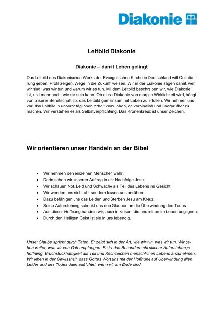 Leitbild der Diakonie (PDF, 32 KB) - Diakonie Deutschland