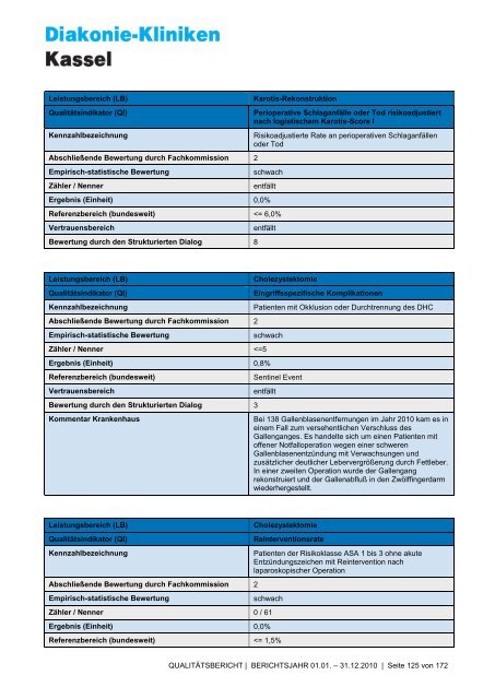 Qualitätsbericht 2010 - AGAPLESION DIAKONIE KLINIKEN KASSEL