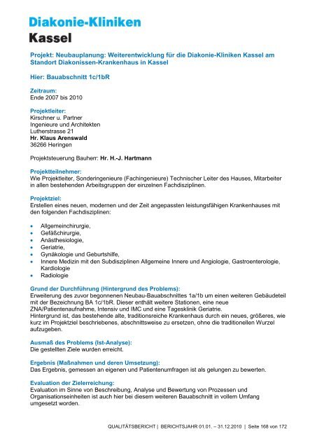 Qualitätsbericht 2010 - AGAPLESION DIAKONIE KLINIKEN KASSEL