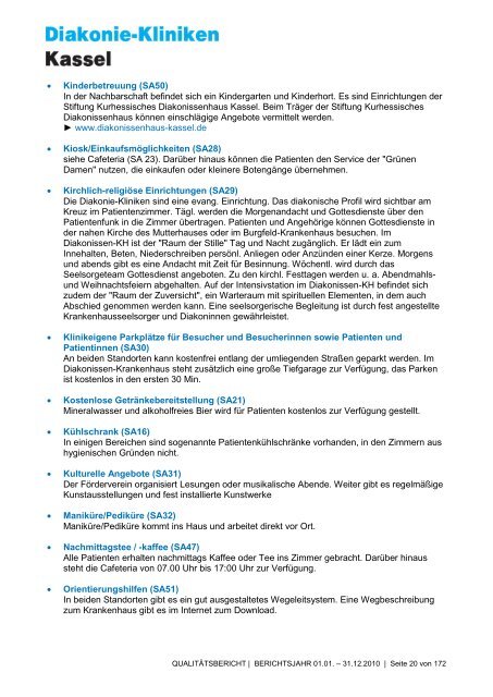 Qualitätsbericht 2010 - AGAPLESION DIAKONIE KLINIKEN KASSEL