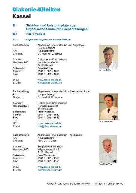 Qualitätsbericht 2010 - AGAPLESION DIAKONIE KLINIKEN KASSEL