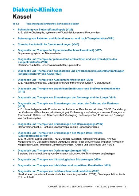 Qualitätsbericht 2010 - AGAPLESION DIAKONIE KLINIKEN KASSEL