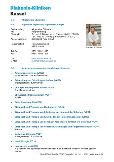 Qualitätsbericht 2010 - AGAPLESION DIAKONIE KLINIKEN KASSEL