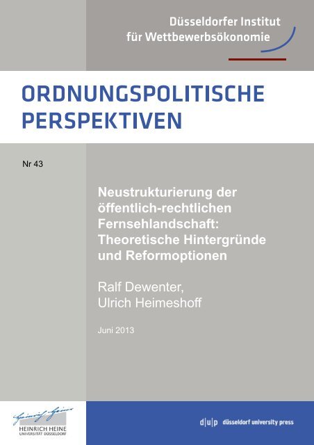 Neustrukturierung der öffentlich-rechtlichen Fernsehlandschaft - DICE