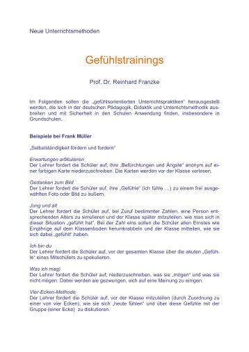 Gefühlstrainings - Didaktikreport