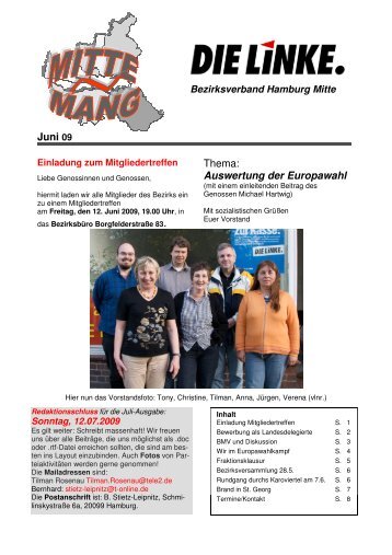 Mittenmang Juni 2009 - DIE LINKE in Hamburg-Mitte