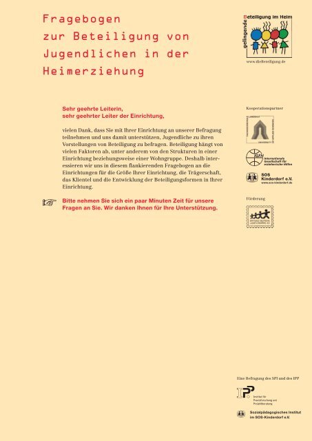 Fragebogen zur Beteiligung von Jugendlichen in ... - Die Beteiligung