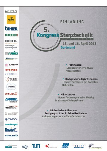 Kongress Stanztechnik 15. und 16. April 2013 in Dortmund