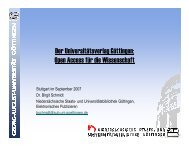 OA Politik des Göttinger Universitätsverlags - DINI