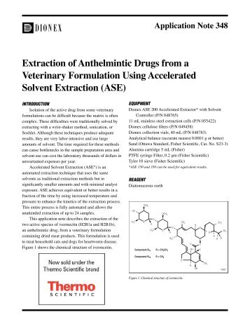 AN 348:Extraction of Anthelmintic Drugs from a Veterinary ... - Dionex