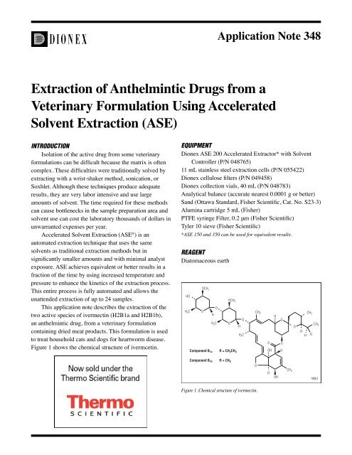 AN 348:Extraction of Anthelmintic Drugs from a Veterinary ... - Dionex