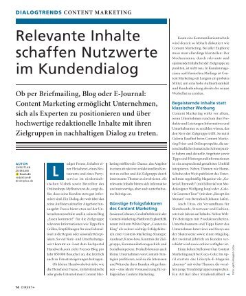 Relevante Inhalte schaffen Nutzwerte im Kundendialog - direktplus.de