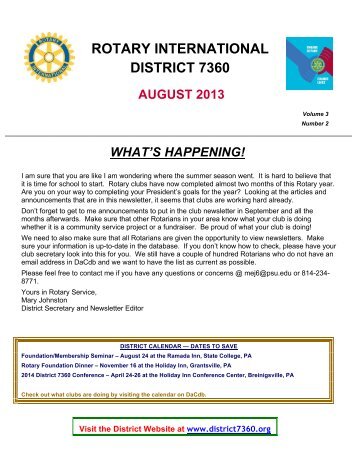 rotary international district 7360 august 2013 - DaCDB