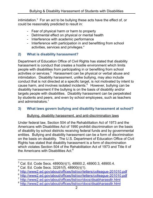 Bullying & Disability Harassment of Students with Disabilities