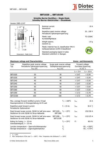 SBT1020 ... SBT10100 - Distrelec