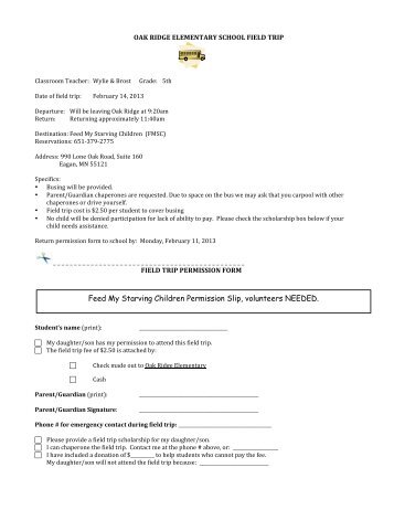 Feed My Starving Children Permission Slip, volunteers NEEDED.! St ...