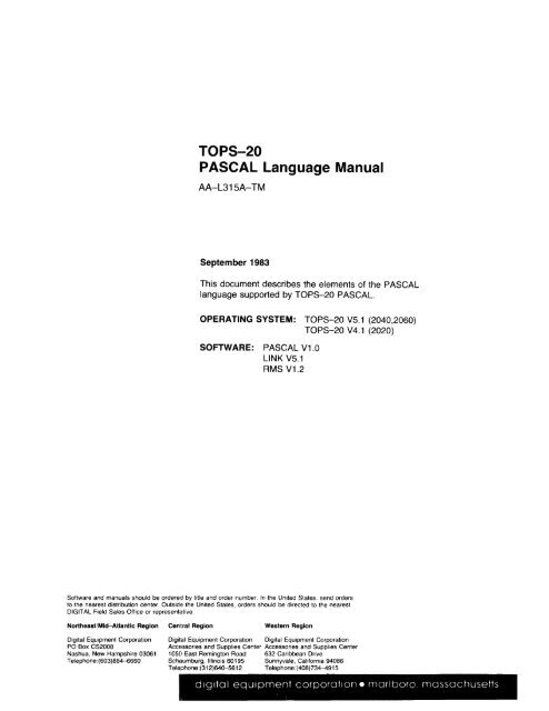 TOPS-20 PASCAL Language Manual - Bitsavers