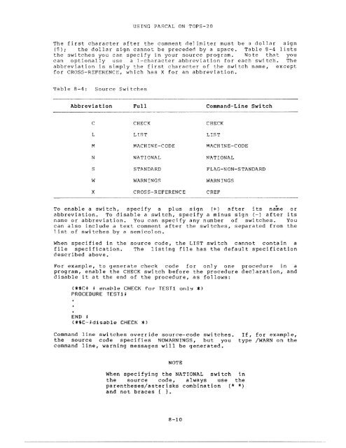 TOPS-20 PASCAL Language Manual - Bitsavers