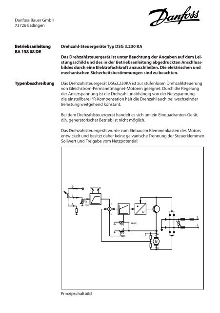 Drehzahl-Steuergeräte Typ DSG 3.230 KA Das ... - Bauer Gear Motor