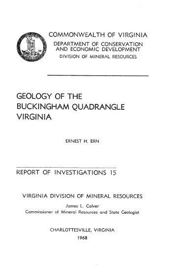 buckingham virginia - Virginia Department of Mines, Minerals and ...