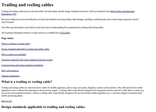 Trailing and reeling cables